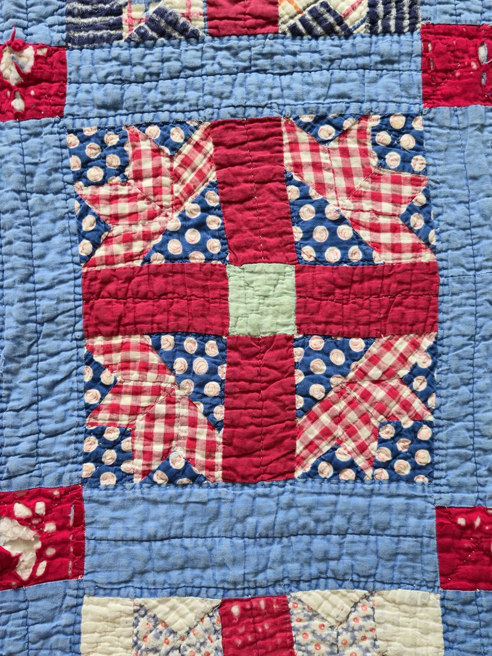 Vintage 1930s-40s Feedsack Churn Dash Cutter Quilt